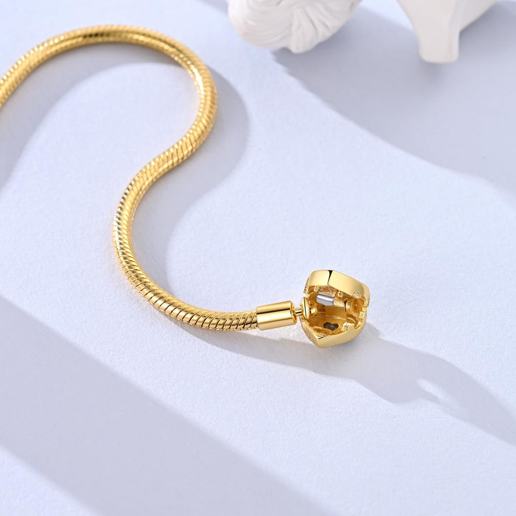 QIKAOLA Gold Bracelets for Pandora Charms Golden Snake Chain Bracelets for Women