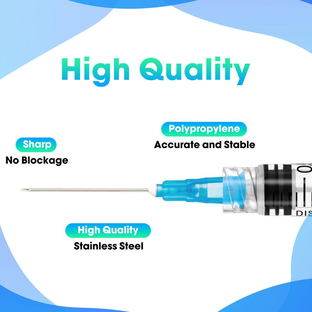 Meterbox 100 Pack 2.5ml Syringes with Needle - 23G 1 inch Disposable 2.5cc Luer Lock Syringe for Scientific Lab Use, Sterile Individually Wrapped