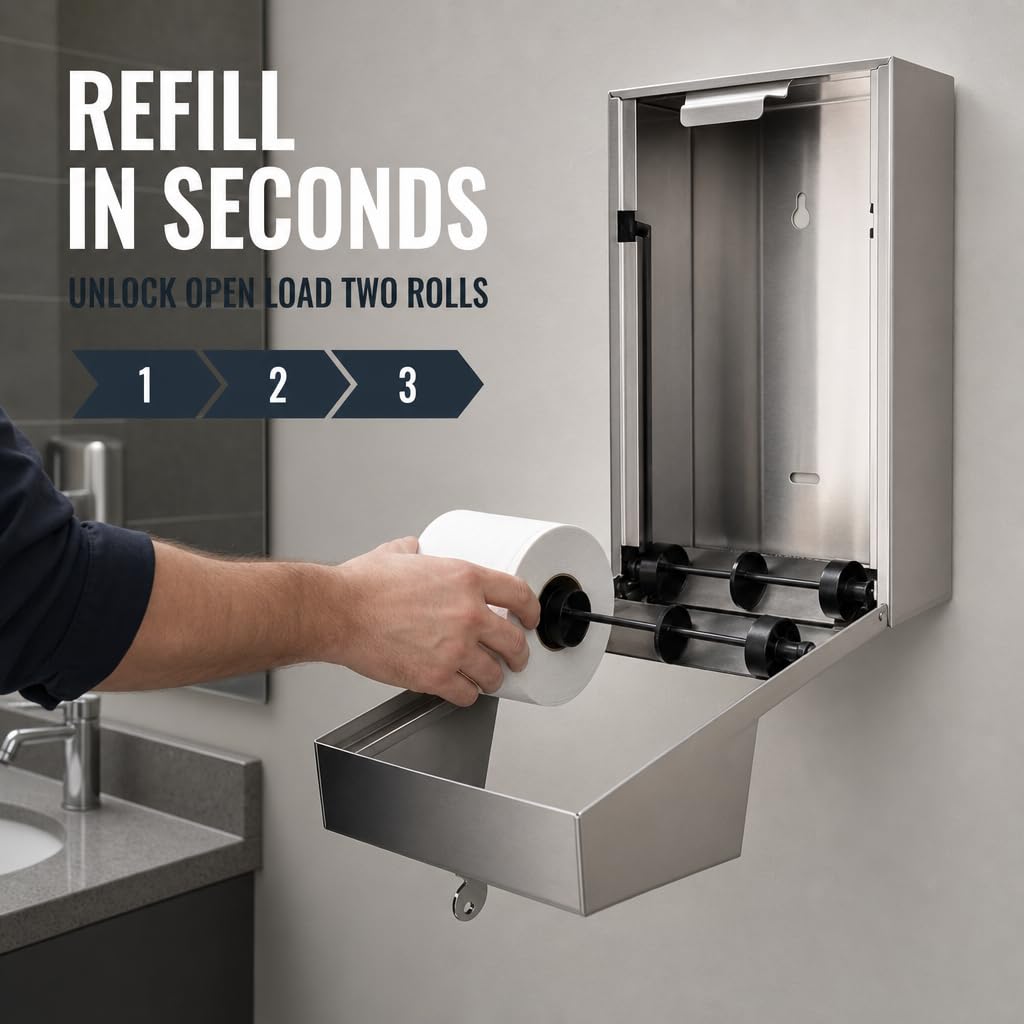 Stylever Commercial Toilet Paper Dispenser - Double Roll Holder