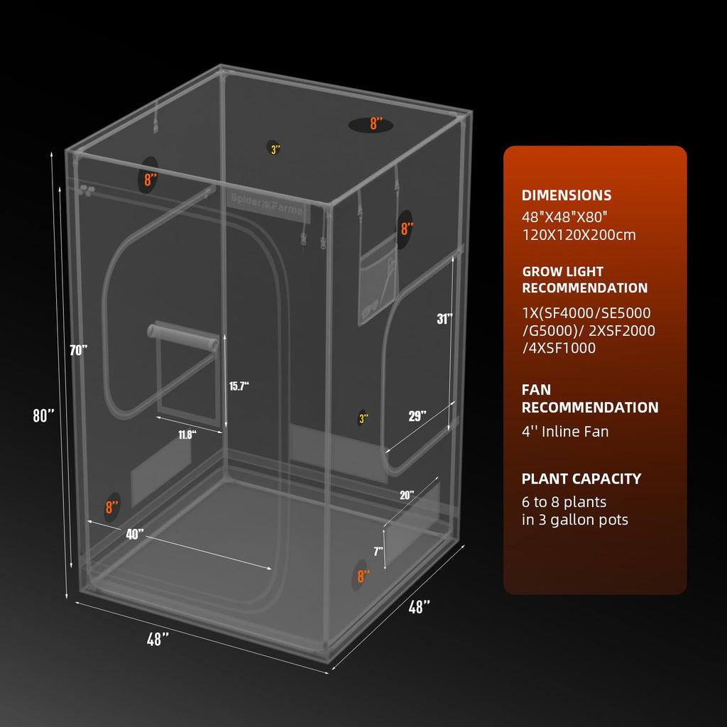 Spider Farmer 4x4 Grow Tent 48"x48"x80" Indoor Plant Growing 2026 New