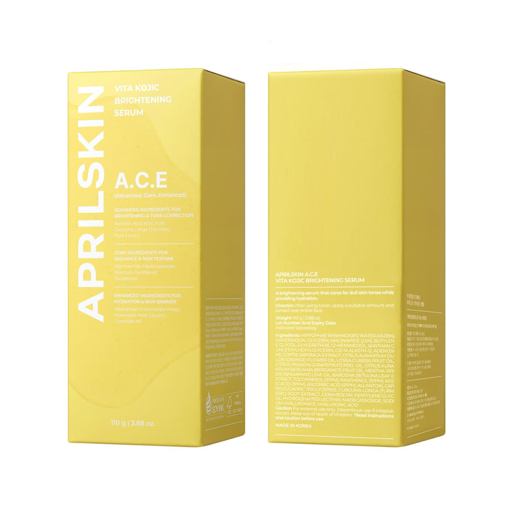 APRILSKIN A.C.E Serum｜Vita Kojic Serum for Brightening & Glow｜3-Second Brightening｜Kojic Acid & Vitamin C for Uneven Skin Tone｜Korean Skin Care｜3.88 oz.