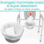 Vive Commode Liners with Absorbent Pads - Portable Toilet Bedside Chair Replacement Bags - Disposable Porta Potty Liners for Bariatric Standard Arm 3 in 1 Folding Buckets - Leakproof (24 Pack)