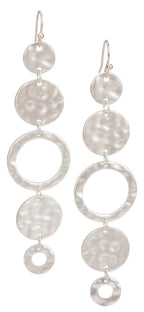 SPUNKYsoul Handmade Matte Textured 5 Circle Earrings or Women (Silver)