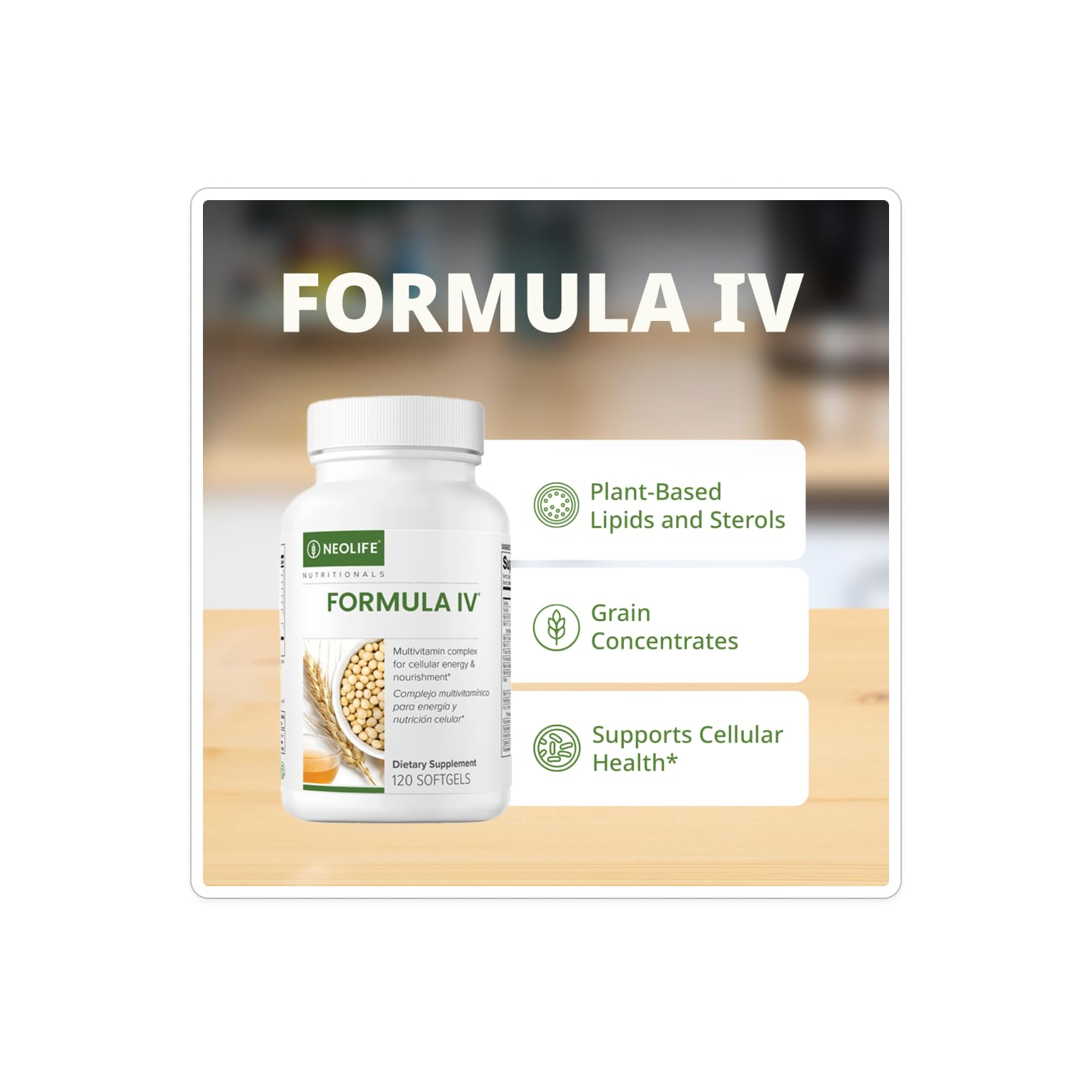 NeoLife - Formula IV Softgel - Vitamins A, C, D, E, B Complex, Multivitamins & Multi-Minerals, Multivitamin for Women & Men, TRE-EN-EN Grain Blend Supplements, Phyto Enzyme Blend - 120 Softgels