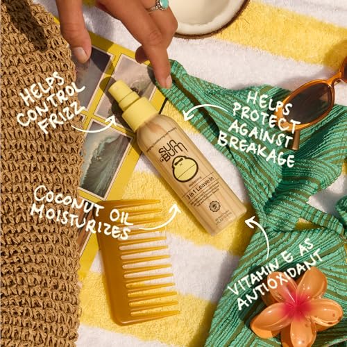Sun Bum Revitalizing 3 in 1 Leave In Conditioner - Anti Frizz Detangler - Color Friendly with UV Protection - Enriched with Coconut Oil and Banana - 4 oz