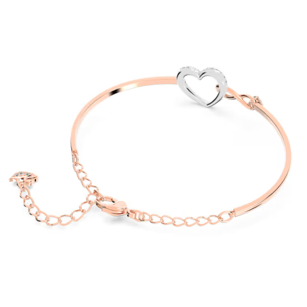 Swarovski Hyperbola Women's Bangle Bracelet with a Rose-Gold Tone Plated Bangle, Clear Crystals and Lobster Clasp