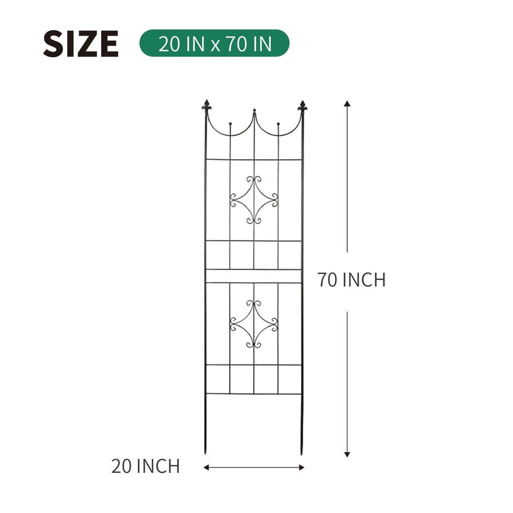 SCENDOR Garden Trellis 70” x 20” for Climbing Plants 6FT Metal Iron Wire Vine Flower Trellises for Outdoor Climbing Plants Support