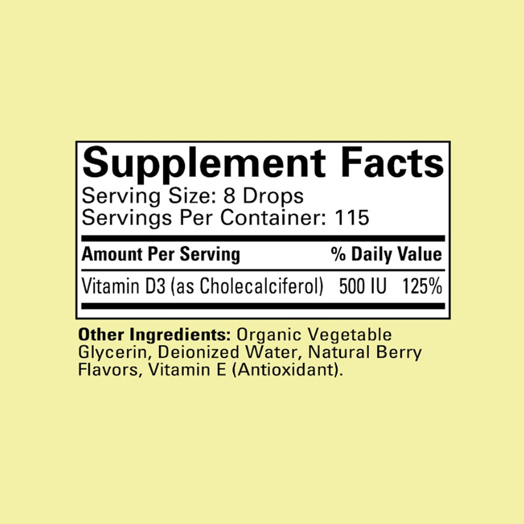 CHILDLIFE ESSENTIALS Vitamin D3 Drops for Kids, Children, & Toddlers - Liquid Vitamin D Drops, 500 IU per Drop, Immune & Bone Health Support, Natural Berry - 1 Fl Oz (Pack of 3)