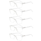 5 Pack Reading Glasses Men Women Spring Hinges Comfortable Glasses for Reading (5 Clear, 1.50)Medium