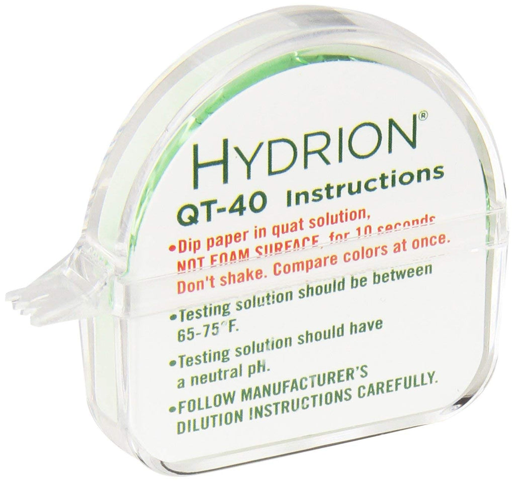 Hydrion QT-40 Quaternary SANITIZER Solution Test Tape for Testing 0-500 ppm Ranges - QUAT Tape & Color Chart - Tests Quaternary Ammonium Sanitizer Solutions in Restaurants, Bars, Daycare - 15 Ft Roll