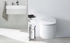 SunnyPoint Bathroom Heavyweight Toilet Tissue Paper Roll Storage Holder Stand with Reserve and Shelve, The Reserve Area Has Enough Space to Store Mega Rolls. (Black)
