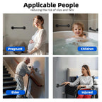 Metal Industrial Stairs Grab Bars Wall Mounted Handrail Staircase Steps Safety Bar Indoor Exterior Outdoor Deck Hand Rail Matte Black Frame Pipe Handle for Elderly (24 Inch 1 Pack)