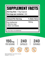 BulkSupplements.com Soy Isoflavones Capsules - Soy Isoflavones Supplement - Vegan & Gluten Free, 1 Capsule per Serving (150mg), 240 Count (Pack of 1)