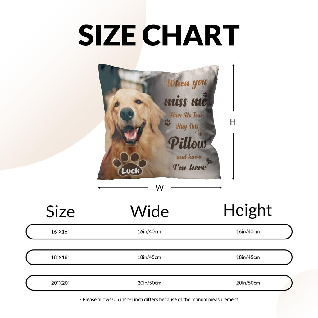 KOPPIE Custom Pet Memorial Throw Pillow with Photo, Personalized Sympathy Gifts for Dog Cat Loss, Pet Memorial Gifts for Pet Loss, Birthday, Christmas, (16x16 Inch)