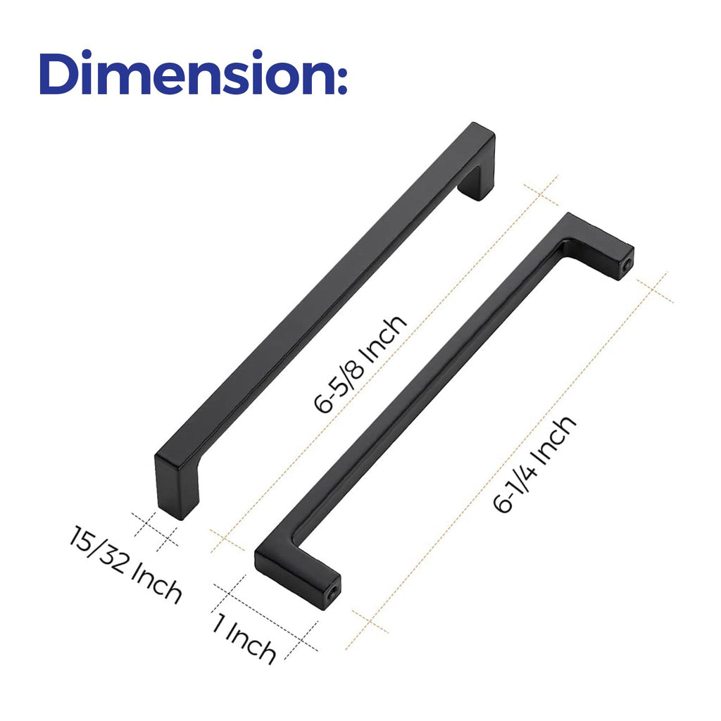 Ravinte 15 Pack Solid 6-1/4 Inch Kitchen Square Cabinet Handles Matte Black Pulls Drawer Pulls Kitchen Cabinet Hardware Flat Black Handles