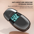 Pill Cutter Splitter for Small and Tiny Pills, 1/2 1/4 Pill Splitter for Small Pills,Vitamins, Tablets in Half or Quarters, Accurate and Easy Cutting, Stainless Steel Blade, Back Storage (Black)