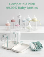 Momcozy 7-in-1 Baby Bottle Brush Set with Drying Rack, Green
