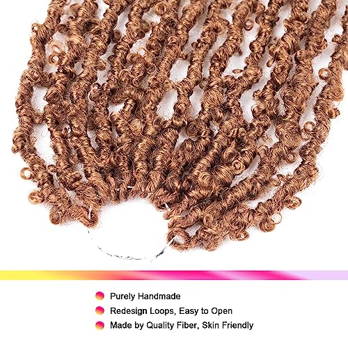 GUOHUI Super Light Butterfly Locs Crochet Hair 12 Inch 6 Packs Pre-Looped Soft Distressed Faux Locs Braids for Women Kids (12 Inch,30#)