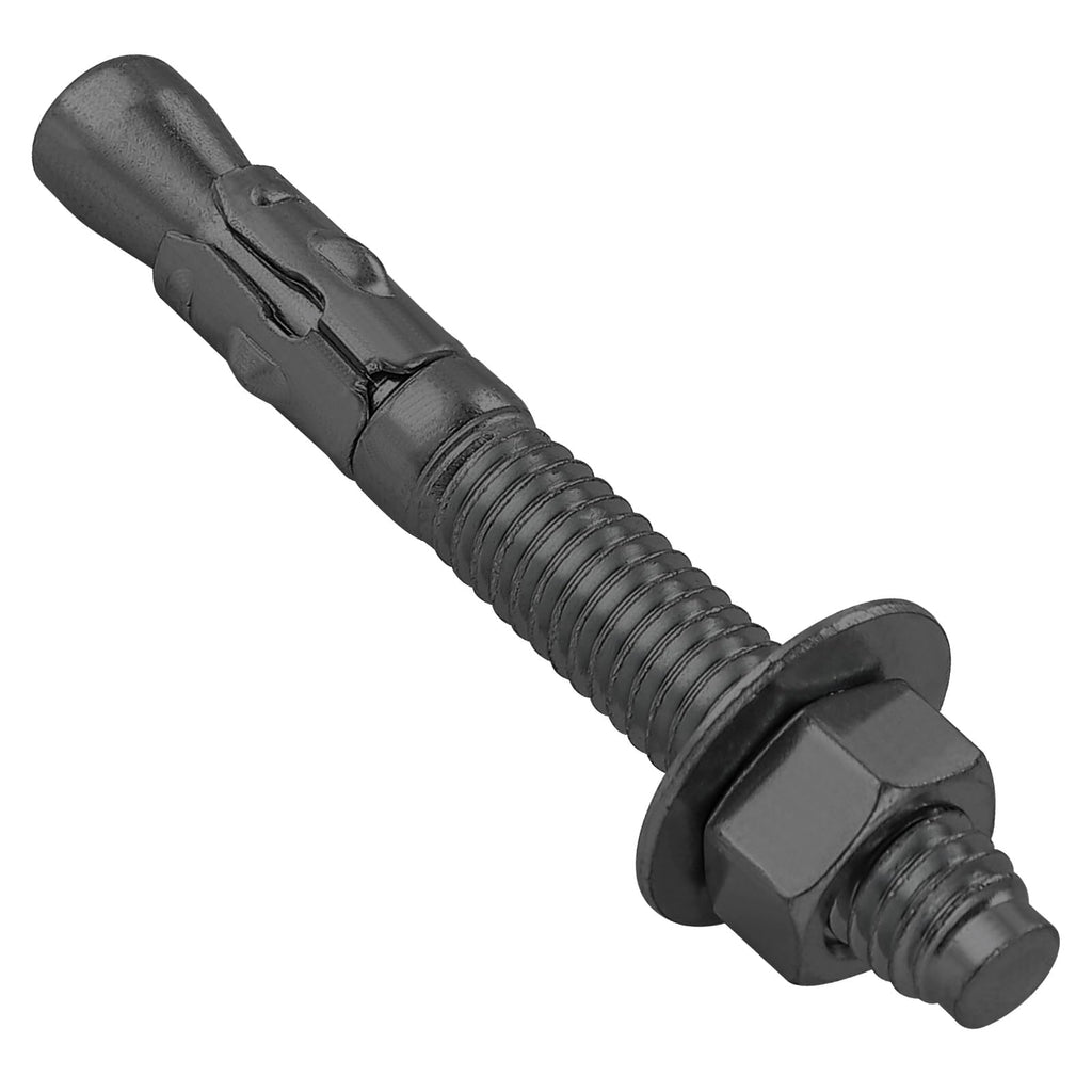 Wensilon 100Pcs 3/8x3 Inch Standard Fasteners for Heavy-Duty Black Wedge Anchors for Cement and Concrete