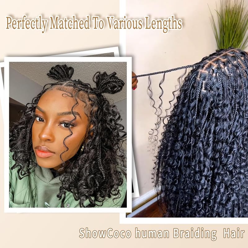 Human Braiding Hair 22inch Water Wave for Braiding Wet and Wavy Micro Braiding Human Hair No Weft Human Braiding Hair Extensions for Box Boho Braids 100g With 2Bundles（22inch,99J#)