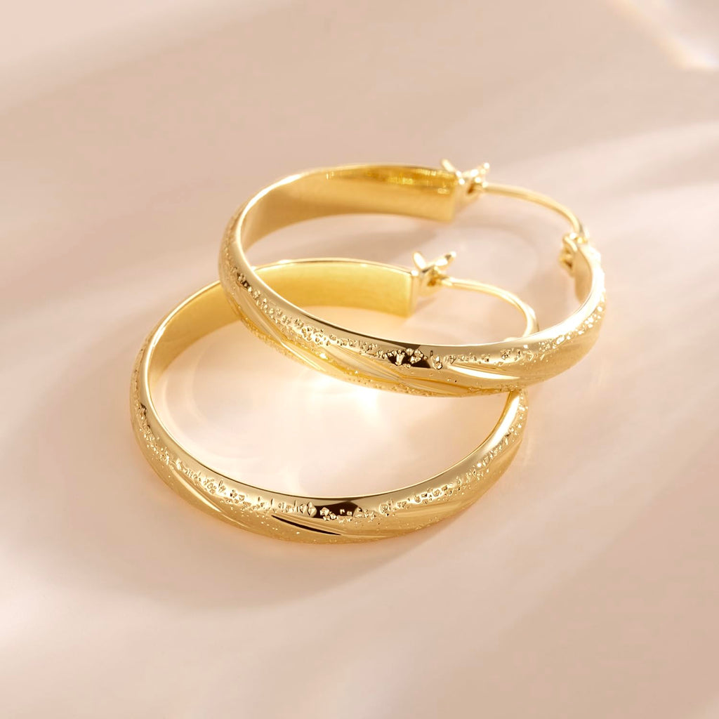 DZCYAN Gold Hoop Earrings for Women 14K Gold Hoop Earrings for Women