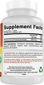 Best Naturals Chromium Picolinate 1000mcg 240 Tablets (Pack of 2)