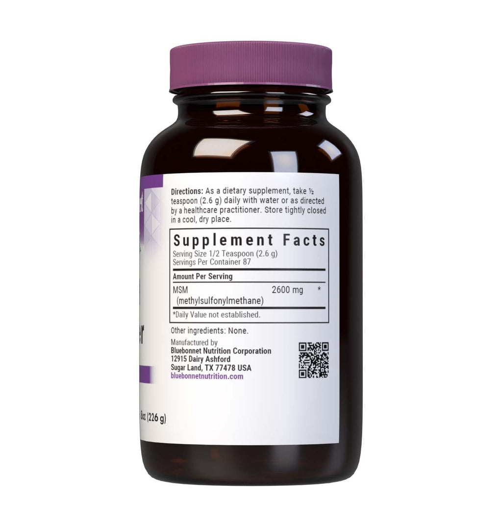 BlueBonnet Nutrition MSM Powder 2600mg - Daily Sulfur Supplement Joint Support for Women & Men* OptiMSM Methylsulfonylmethane MSM Supplement - Non-GMO, Vegan, Gluten-Free - 8oz, 87 Servings