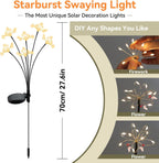 Solar Garden Lights 6 Pack Waterproof Solar Swaying Starburst Light Outdoor Lights for Yard Patio Walkway Pathway Party Wedding Christmas Decorative, Warm White
