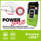 Crocodile Cloth PowerSCRUB - 40 (15" x 10") Heavy Duty Cleaning Wipes - Dual-Surface Cloths, Moist, Absorbent, & Disposable - Safe on Skin & Multiple Surfaces