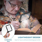 Folding Handheld Magnifying Glass with Light, 3X Large Rectangle Reading Magnifier with Dimmable LED for Seniors with Macular Degeneration, Newspaper, Books, Small Print, Lighted Gift for Low Visions