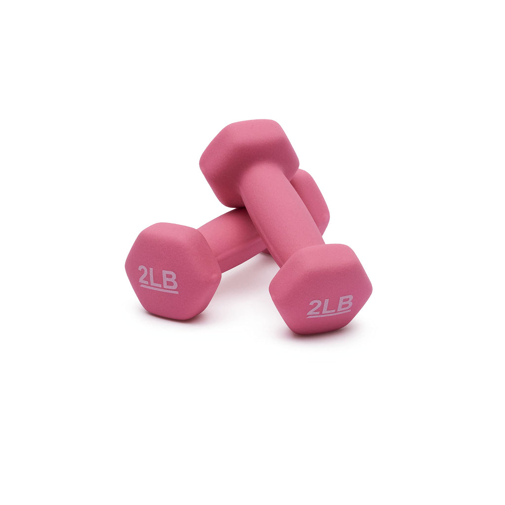 Amazon Basics Neoprene Dumbbell Hand Weights, 2 Pounds, Pair, Pink
