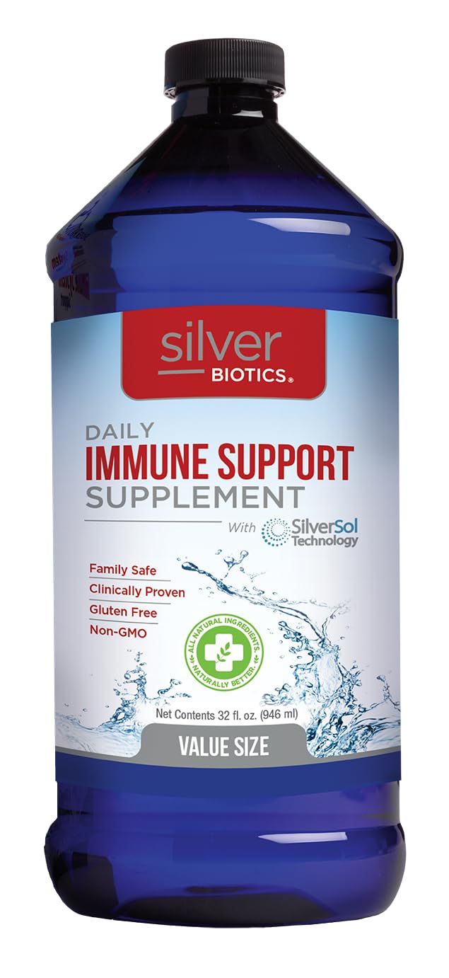 Silver Biotics Advanced Silver Technology, SilverSol Ag₄O₄ 10 PPM Immune Support | Bio-Hacking Immune Building Natural Support | 32 Fl Oz