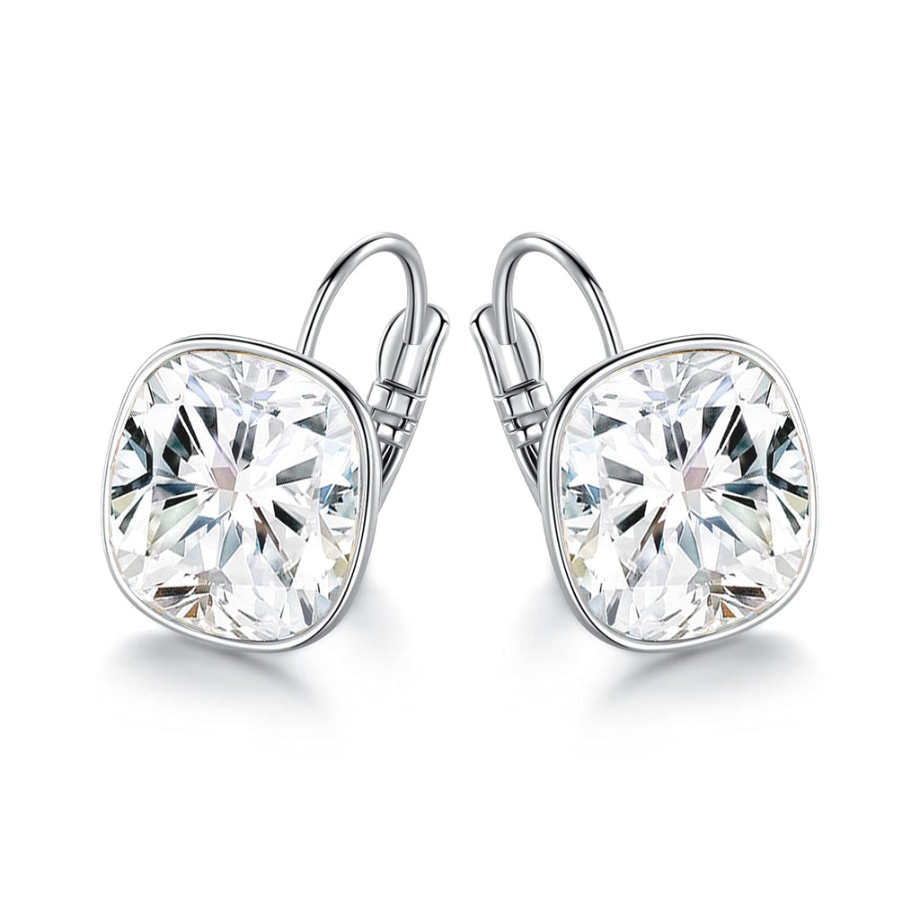 White Bella Drop Earrings Crystals 18K White Gold Plated Hypoallergenic Jewelry for Women