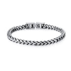 Qumfole Bracelets for Men-Stainless Steel Fold Over Clasp Franco Chain Mens Bracelet Jewelry Gifts for Husband