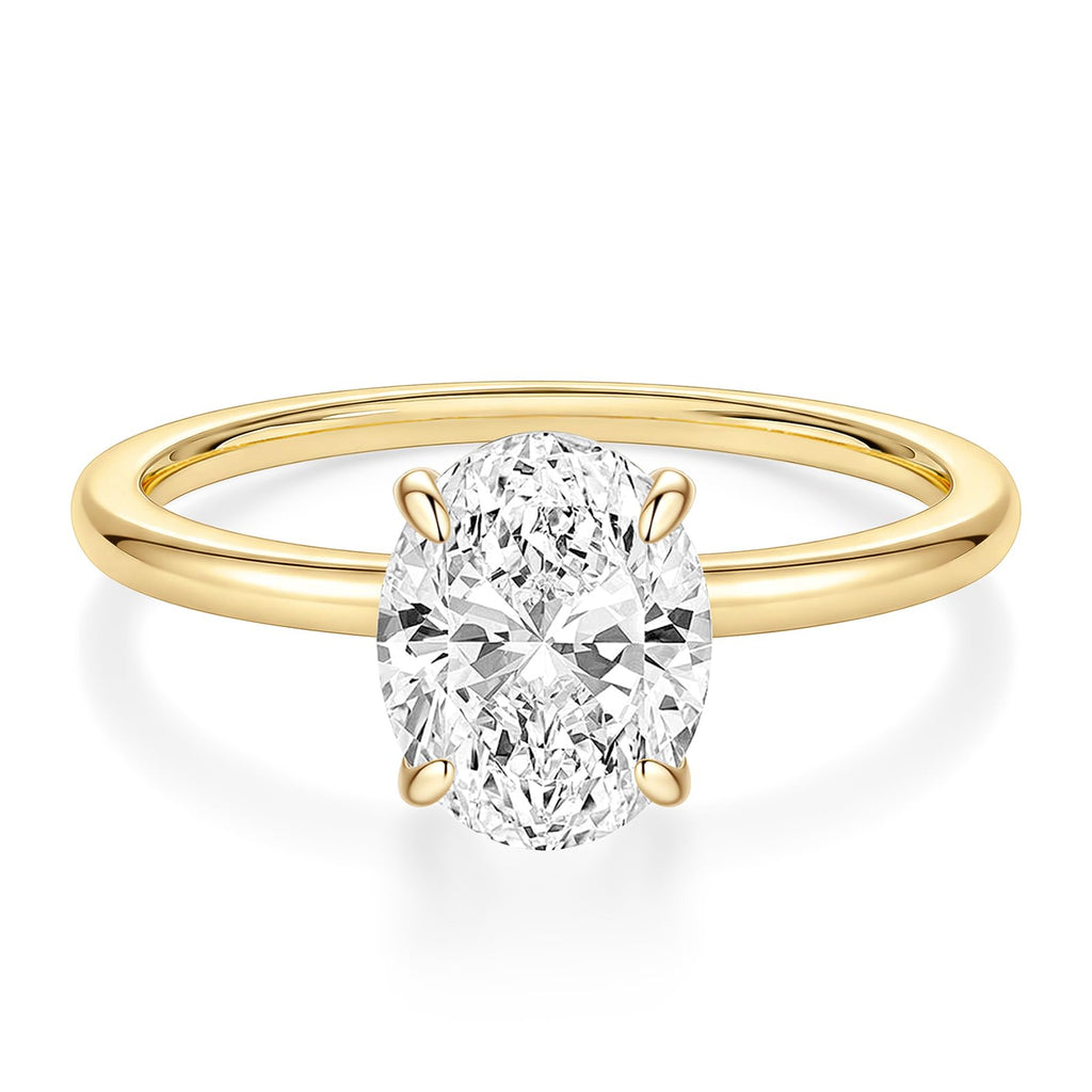 EAMTI 3CT Engagement Rings for Women Oval Cut CZ Solitaire Promise Wedding Bands Travel Ring 14K Gold Plated Size 8