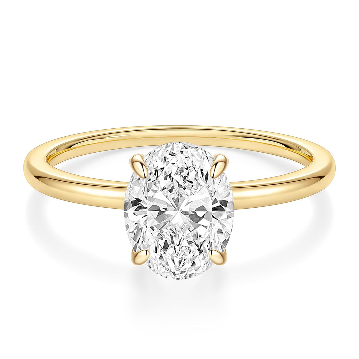 EAMTI 3CT Engagement Rings for Women Oval Cut CZ Solitaire Promise Wedding Bands Travel Ring 14K Gold Plated Size 8