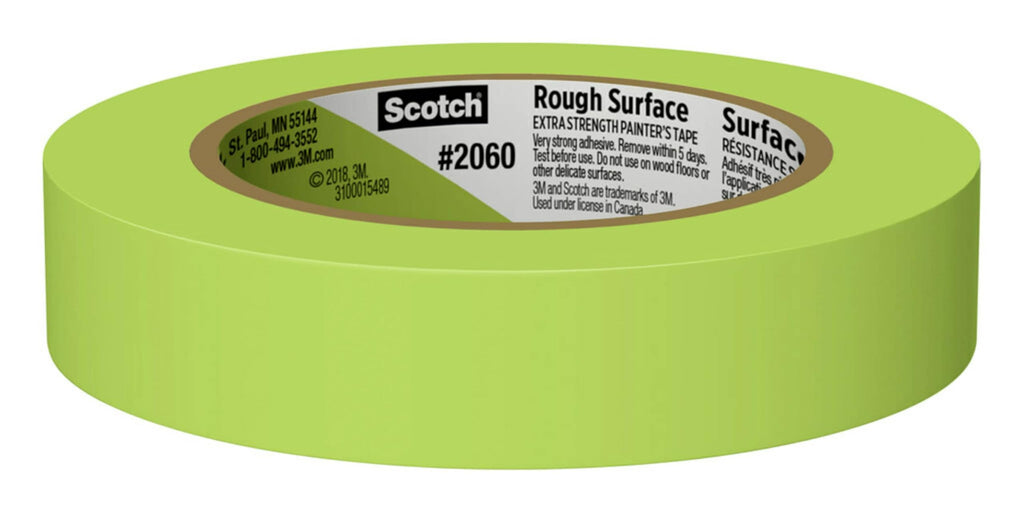Scotch Rough Surface Painter's Tape 2060-24AR-BK, 0.94 in x 60.1 yd (24mm x 55m), Green, 3 Rolls, Clean Removal, No Residue, Textured & Hard-to-Stick Surfaces