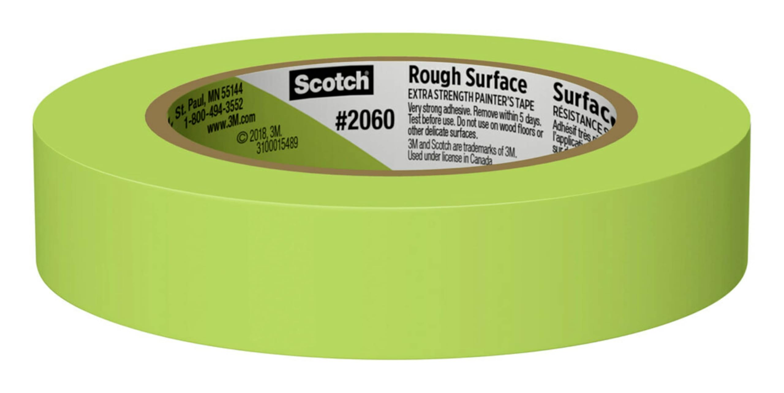 Scotch Rough Surface Painter's Tape 2060-24AR-BK, 0.94 in x 60.1 yd (24mm x 55m), Green, 3 Rolls, Clean Removal, No Residue, Textured & Hard-to-Stick Surfaces