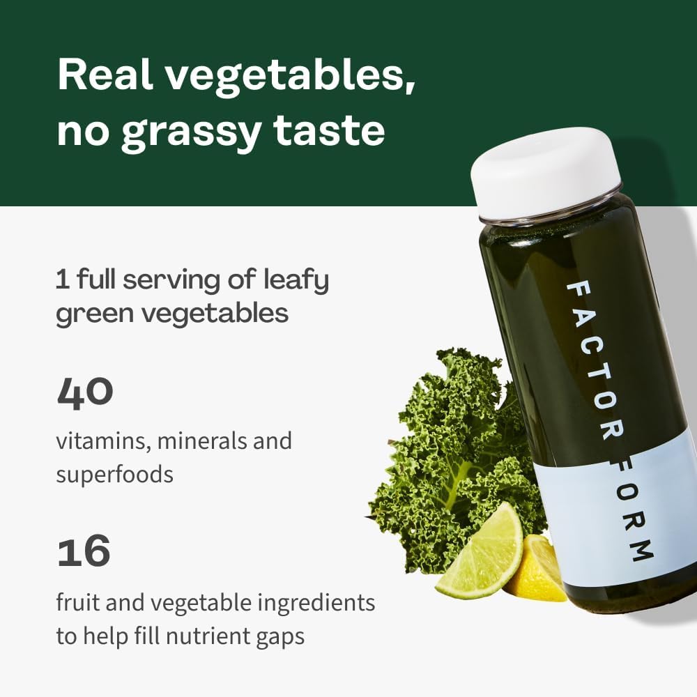 FACTOR FORM Daily Greens Superfood Powder | 5 Functional Blends for Gut Health, Energy & Immunity | Prebiotics, Probiotics, Adaptogens, B Vitamins (7 Servings, Individual Packets)