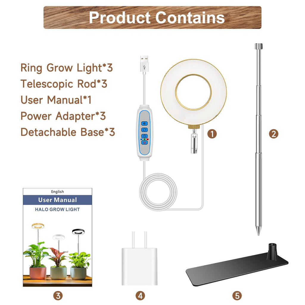 Aokrean Grow Light, Full Spectrum Plant Lights for Indoor Growing with Base