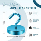 Neosmuk Magnetic Hooks, Cruise Ship Essentials, 120lb+ Heavy Duty Magnetic Hooks for Cruise Cabins, Refrigerator, Grill, Hanging, and Travel | Extra Strong Must-Haves Magnet Hook,Royalblue, Pack of 10