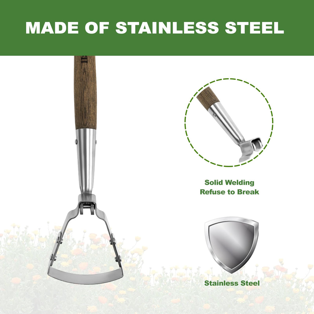 Haliaeetus Scuffle Hoe, 16.8'' Stirrup Hoe for Weeding in Raised Bed