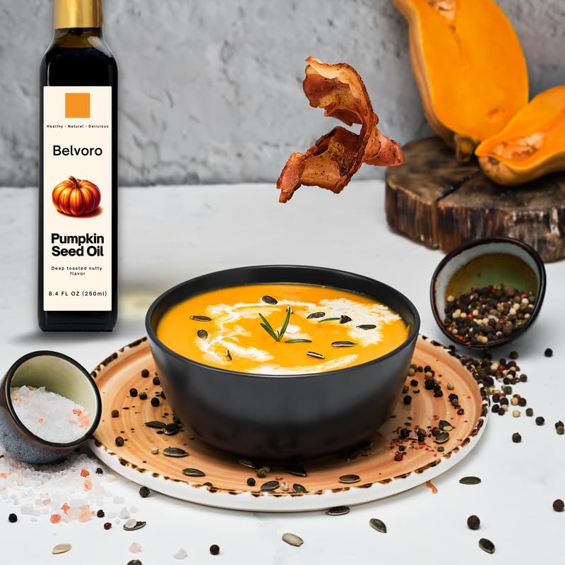 Belvoro Toasted Styrian Pumpkin Seed Oil | 270-Year Tradition | 100% Pure, Unrefined Roasted Pumpkin Seed Oil for Gourmet Cooking | Supports Heart Health & Hair Growth | Glass Bottle 3.4 FL Oz