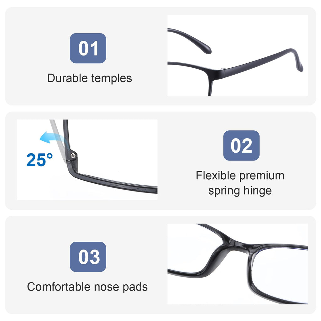 YBEATY 30 Packs Reading Glasses, 1.5x Magnification Adjustable Traditional Black Frames Reading Glasses Eyewear with Comfort Spring Loaded Hinge for Men Women Computer Reader All Day