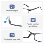 YBEATY 30 Packs Reading Glasses, 1.5x Magnification Adjustable Traditional Black Frames Reading Glasses Eyewear with Comfort Spring Loaded Hinge for Men Women Computer Reader All Day