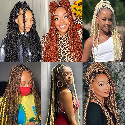 ZRQ 2 Packs 30 Inch Butterfly Locs Crochet Braids Hair, Pre-looped Ginger Distressed Faux Locs 350 Goddess Locs Handmade Boho Soft Locs For Women (2 Packs 350#)