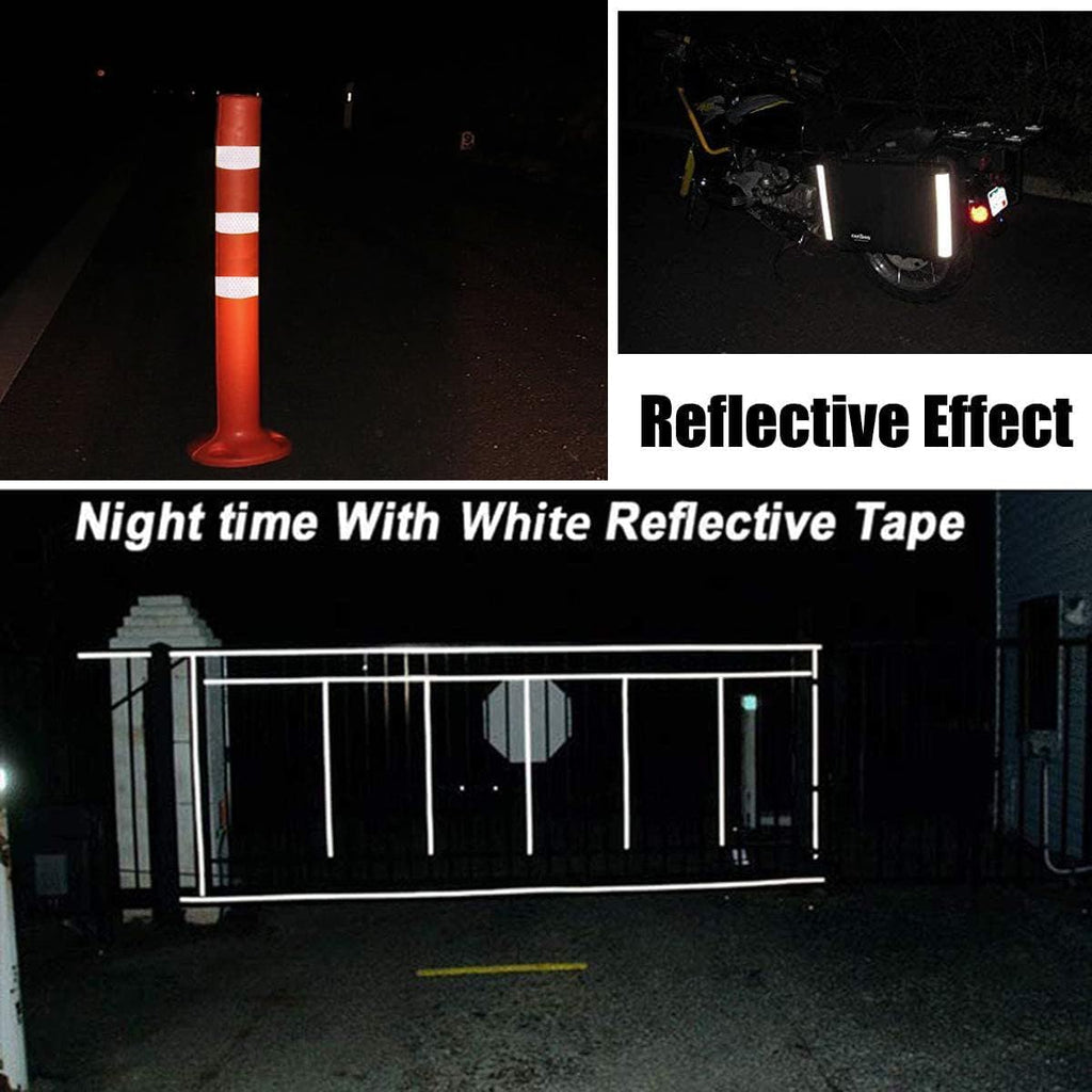 XFXIA Reflective Tape, Waterproof Self Adhesive Dot Reflective Tape Outdoor Safety Caution Reflector for Trailers, Bikes, Cars（Silver, 1 Inch x 65 Feet）