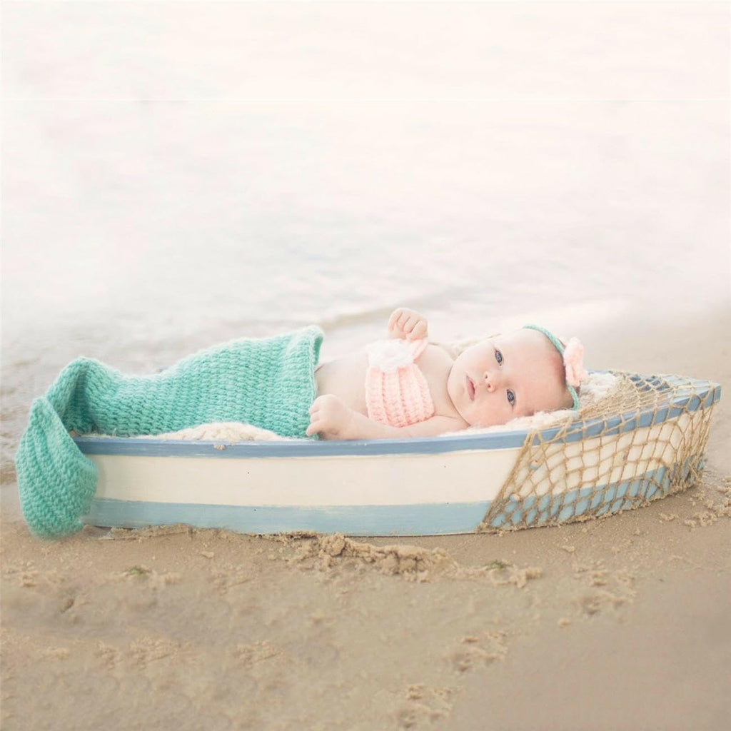 Newborn Photography Props Baby Crochet Mermaid Outfit Tail Headband Bra