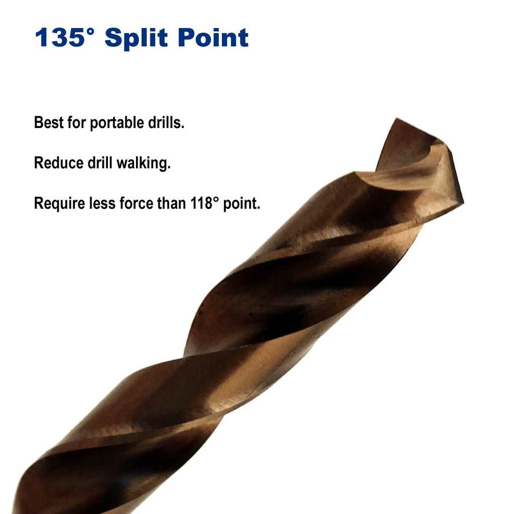 13/64-Inch Cobalt Steel M35 Jobber Length Twist Drill Bits for Hard Metal, Stainless Steel, Pack of 12