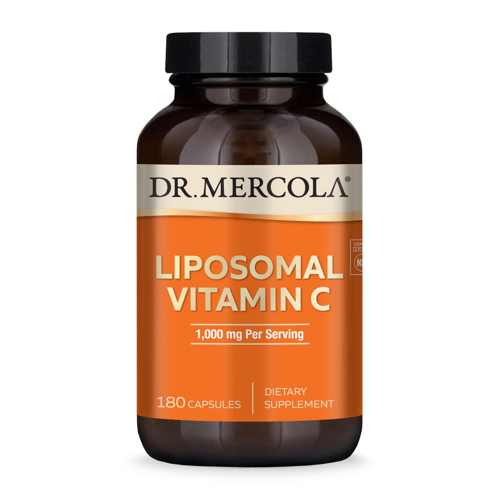 Dr. Mercola Liposomal Vitamin C - Brain, Heart, Eye & Immune Support - Provides 1,000 mg of Bioavailable Vitamin C - Non-GMO, Gluten-Free & Soy-Free - 180 Capsules (90 Servings)